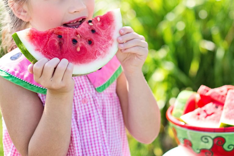 messy eating girl eating watermelon